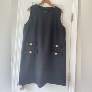 Copycat Jackie Dress - Black and Gold Buttoned Sheath Mini Dress